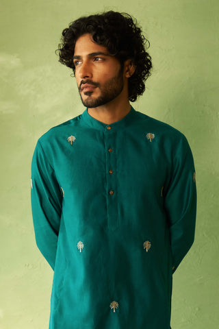 Peacock green straight full sleeved kurta and pyjamas