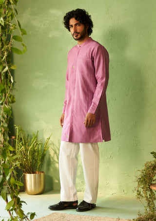 Purple straight full sleeved kurta and pyjamas