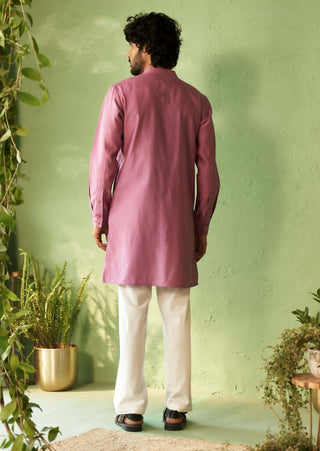 Purple straight full sleeved kurta and pyjamas