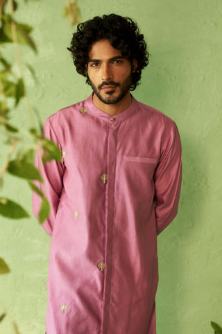 Purple straight full sleeved kurta and pyjamas