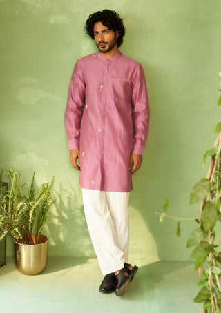 Purple straight full sleeved kurta and pyjamas