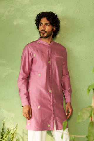 Purple straight full sleeved kurta and pyjamas