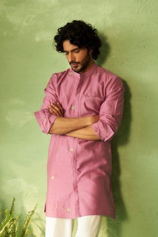 Purple straight full sleeved kurta and pyjamas