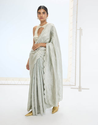 Aqua diana sari and unstitched blouse