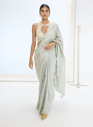 Aqua diana sari and unstitched blouse