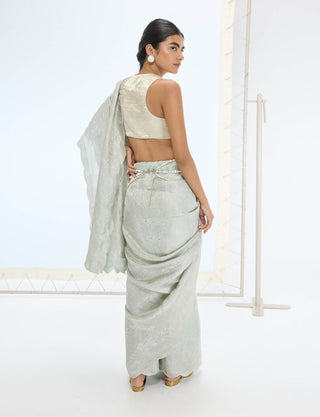 Aqua diana sari and unstitched blouse