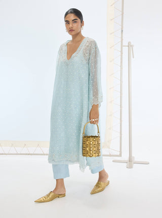 Aqua green lily kurta and pants