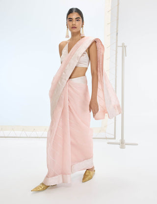 Peach ivy sari and unstitched blouse