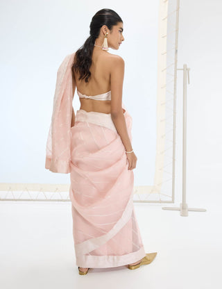 Peach ivy sari and unstitched blouse