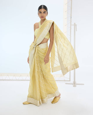 Lemon ivy sari and unstitched blouse