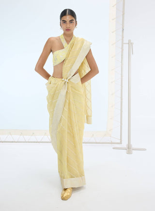 Lemon ivy sari and unstitched blouse