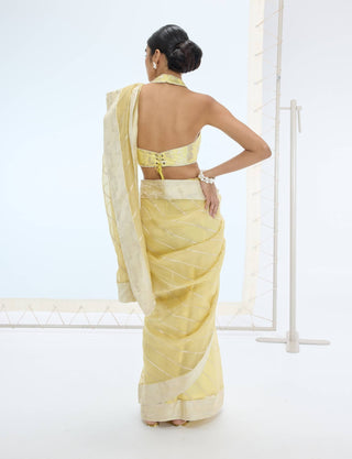 Lemon ivy sari and unstitched blouse