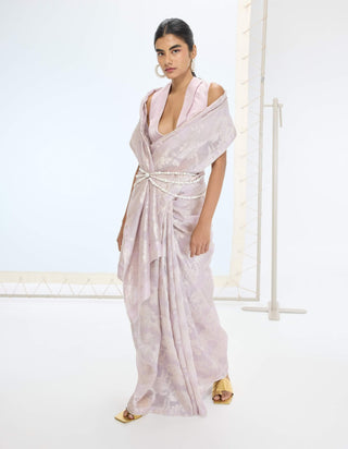 Mauve velma sari and unstitched blouse