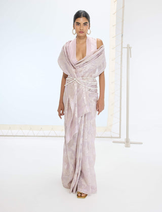 Mauve velma sari and unstitched blouse