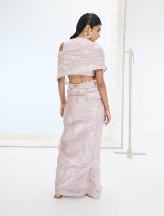 Mauve velma sari and unstitched blouse