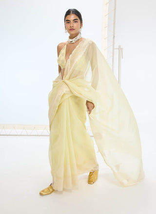 Lemon serena sari and unstitched blouse