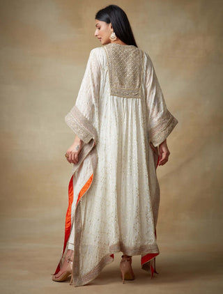 Kisneel By Pam Mehta-Ivory Kaftan With Straight Pants-INDIASPOPUP.COM