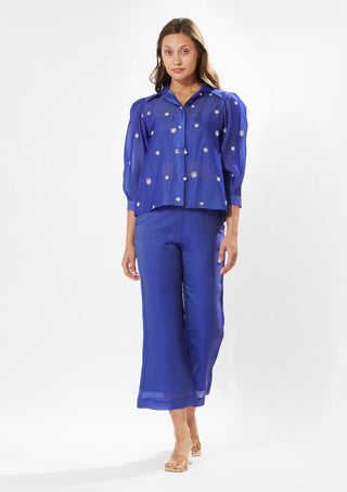Meadow-Lila Blue Blouse And Pant Set-INDIASPOPUP.COM