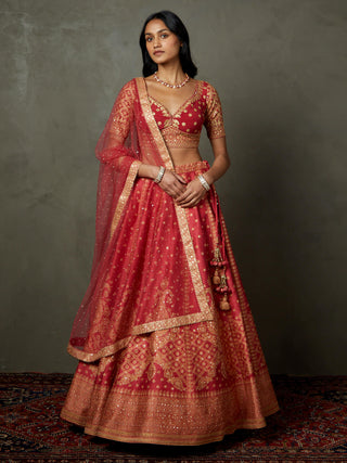 Ri.Ritu Kumar-Cranberry Pink Ashvika Lehenga Set-INDIASPOPUP.COM