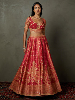 Ri.Ritu Kumar-Cranberry Pink Ashvika Lehenga Set-INDIASPOPUP.COM