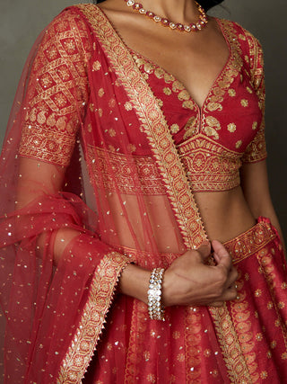 Ri.Ritu Kumar-Cranberry Pink Ashvika Lehenga Set-INDIASPOPUP.COM