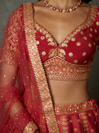 Ri.Ritu Kumar-Cranberry Pink Ashvika Lehenga Set-INDIASPOPUP.COM