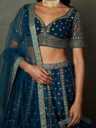 Ri.Ritu Kumar-Midnight Blue Ashvika Lehenga Set-INDIASPOPUP.COM