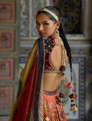 Ibadat Multicolor Lehenga Set by Kalista available on Indiaspopup