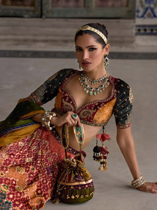 Ibadat Multicolor Lehenga Set by Kalista available on Indiaspopup
