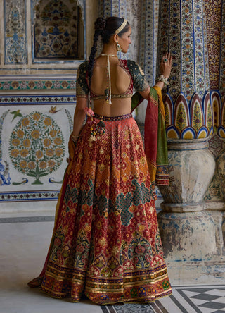 Ibadat Multicolor Lehenga Set by Kalista available on Indiaspopup