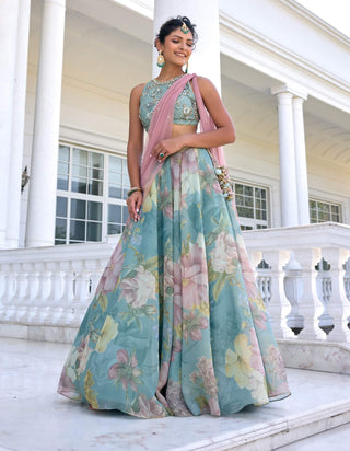 Juliette turquoise lehenga set