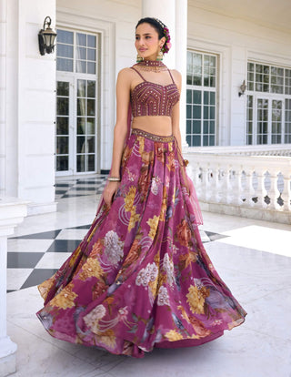 Cynthia tyrian purple lehenga set