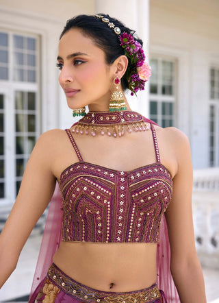 Cynthia tyrian purple lehenga set