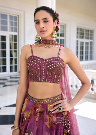 Cynthia tyrian purple lehenga set