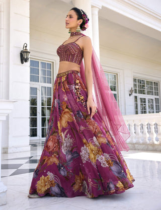Cynthia tyrian purple lehenga set