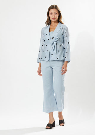 Meadow-Lilly Powder Blue Blazer And Pant Set-INDIASPOPUP.COM