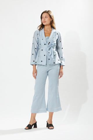 Meadow-Lilly Powder Blue Blazer And Pant Set-INDIASPOPUP.COM