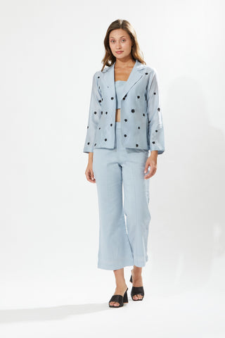 Meadow-Lilly Powder Blue Blazer And Pant Set-INDIASPOPUP.COM