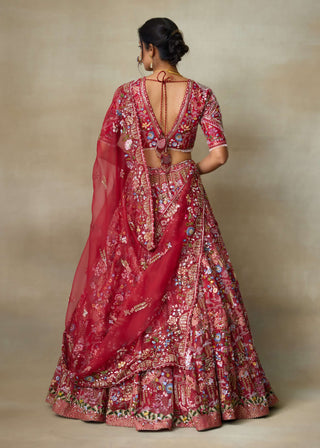 Lovebirds sindoori red lehenga set