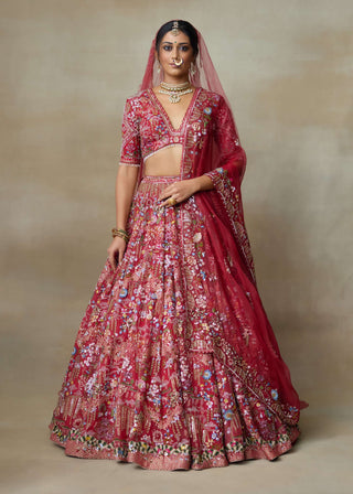 Lovebirds sindoori red lehenga set