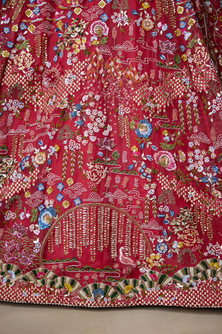 Lovebirds sindoori red lehenga set