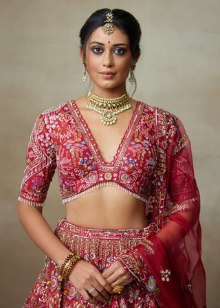 Lovebirds sindoori red lehenga set