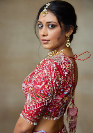 Lovebirds sindoori red lehenga set