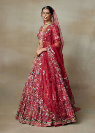 Lovebirds sindoori red lehenga set