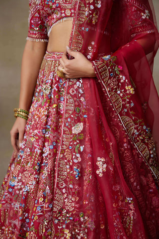 Lovebirds sindoori red lehenga set