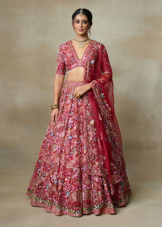 Lovebirds sindoori red lehenga set
