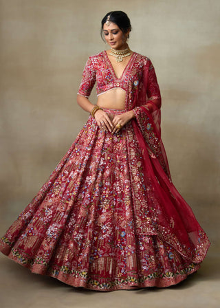 Lovebirds sindoori red lehenga set