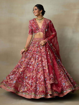 Lovebirds sindoori red lehenga set