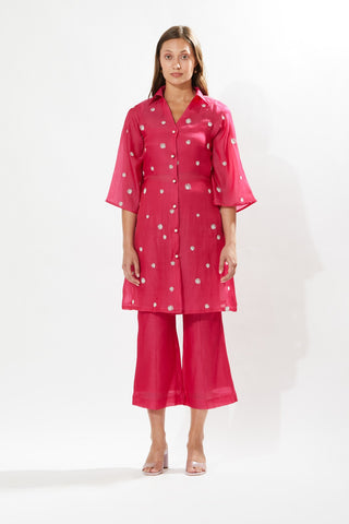 Meadow-La Vie Pink Tunic And Pant Set-INDIASPOPUP.COM