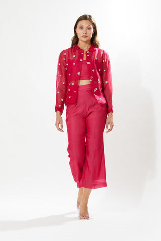 Meadow-La Vie Pink Jacket And Pant Set-INDIASPOPUP.COM